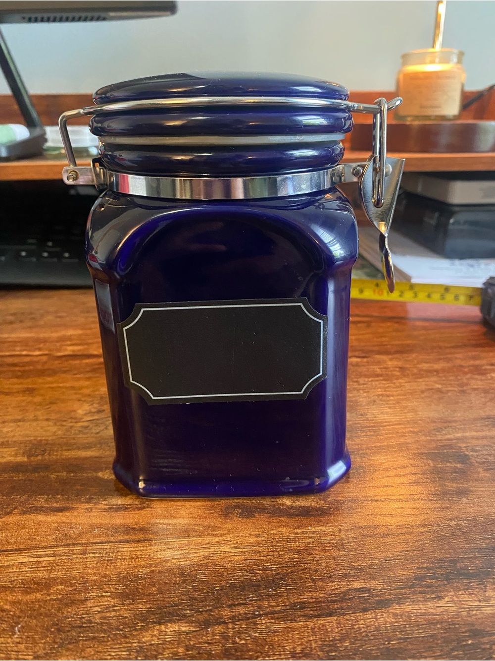 Blue Locking Storage Jar